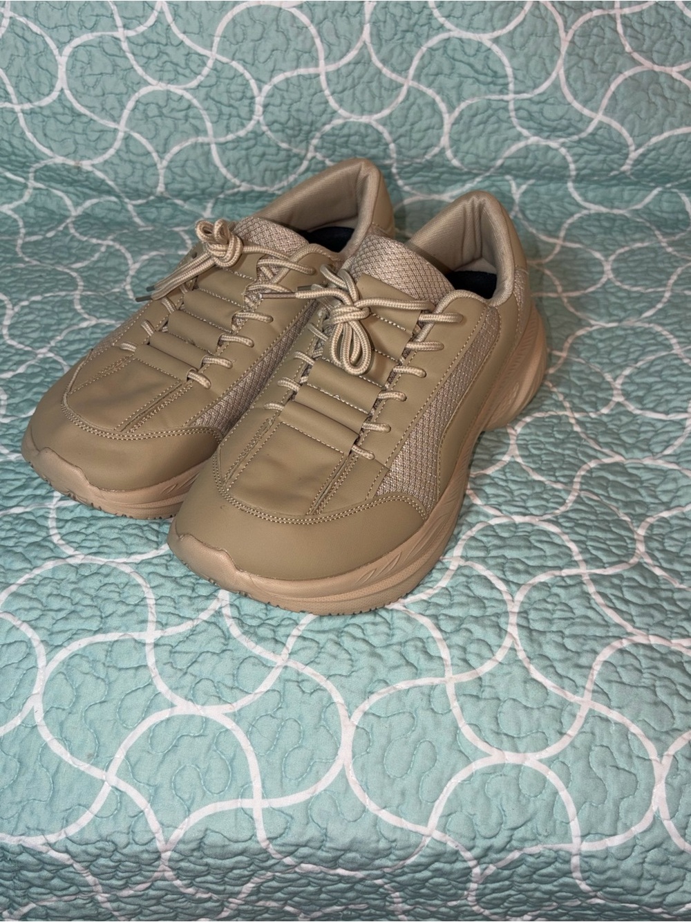 Source Unknown Men’s Chunky Lace-Up Sneakers in Taupe Beige